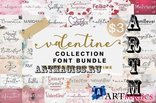 Valentine Collection Font Bundle - 55 Premium Fonts