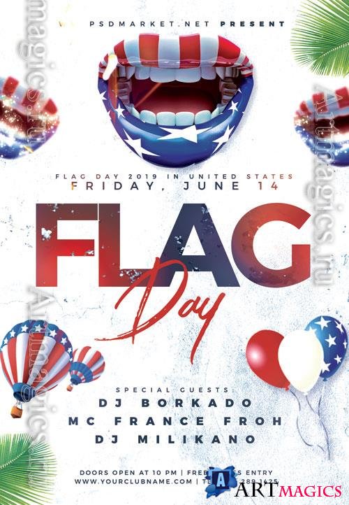 Psd flag day party flyer design