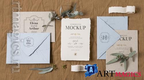 PSD composition of elegant wedding mock-up cards