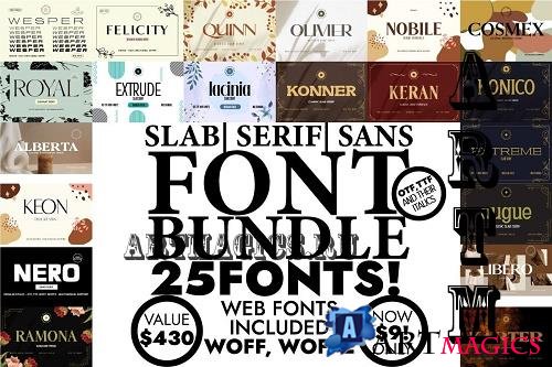 Slab, Serif, Sans Serif Font Bundle V3 - 20 Premium Fonts