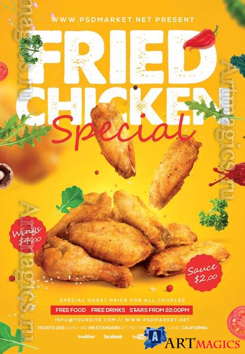 Psd fllyer fried chicken template design