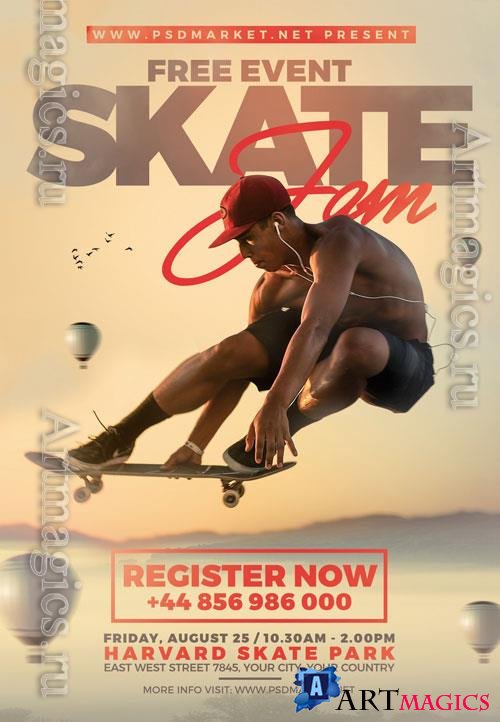 Psd fllyer skateboard flyer template design