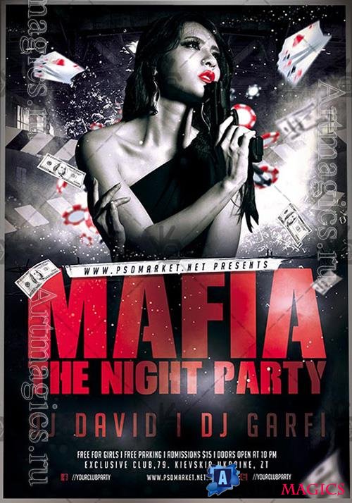 Psd fllyer mafia night party template design