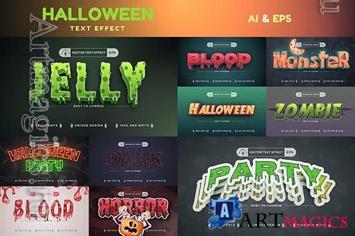 Set of 10 Halloween text effects, font styles
