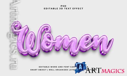 PSD women 3d editable psd text effect with background