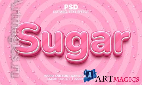 PSD sugar pink 3d editable photoshop text effect style with background