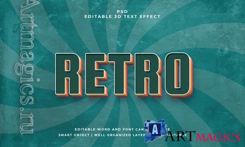 PSD vintage retro psd 3d editable text effect with background vol 3