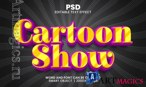 PSD cartoon show 3d editable photoshop text effect style with background