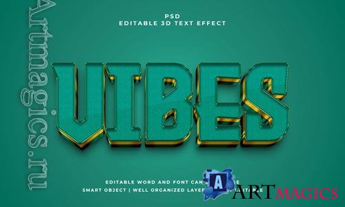PSD vibes 3d editable psd text effect with background