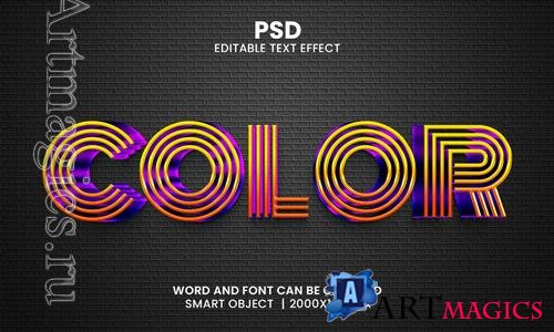 PSD color 3d editable photoshop text effect style with background