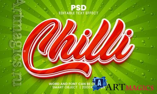 PSD chilli red color 3d editable photoshop text effect style with background