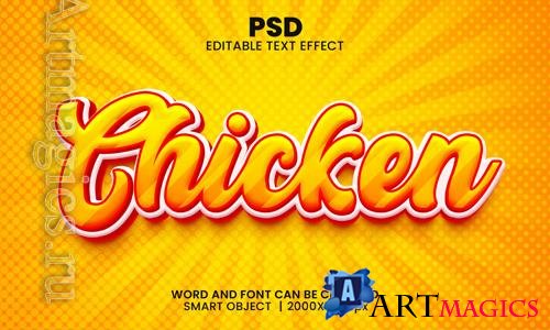 PSD chicken 3d editable photoshop text effect style with background