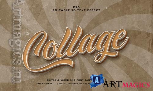PSD collage vintage psd 3d editable text effect with background