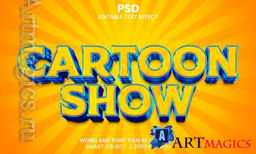 PSD cartoon show 3d editable photoshop text effect style with background vol 2