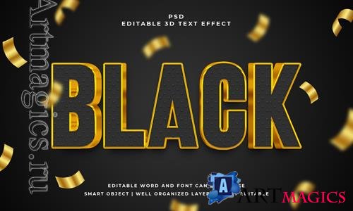 PSD black 3d editable psd text effect with background
