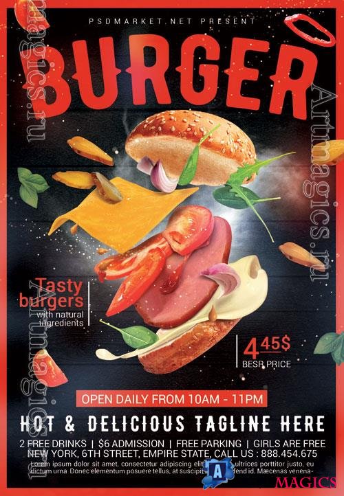 Psd fllyer super burger template design