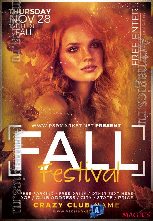 Psd fllyer fall festival template design