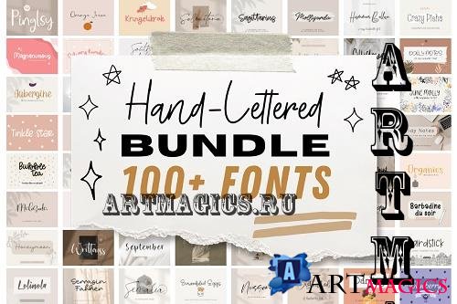 Hand-Lettered Bundle over 100 Fonts - 102 Premium Fonts