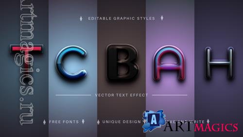Vector set 5 realistic plastic editable text effects font styles