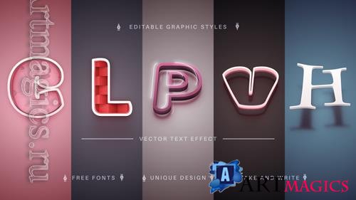 Vector set 5 love editable text effects font styles