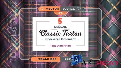 Vector tartan halloween seamless patterns merry christmas texture checkered scottish fabric