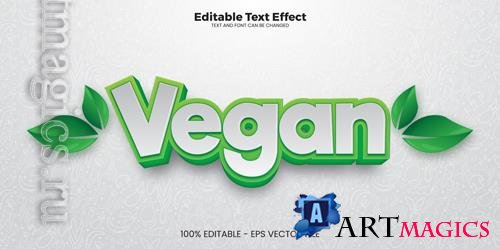 Vector vegan editable text effect in modern trend style