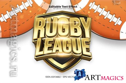 Vector rugby league editable text effect in modern trend style
