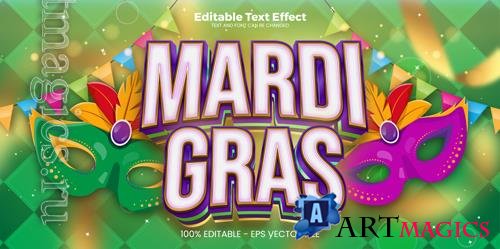 Vector mardi gras editable text effect in modern trend style