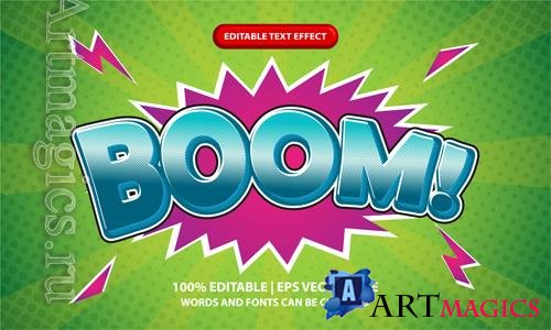 Vector boom editable 3d text effect template - 3d lettering with retro pop art in comic style