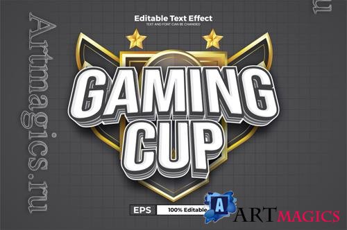 Vector gaming cup editable text effect in modern trend style