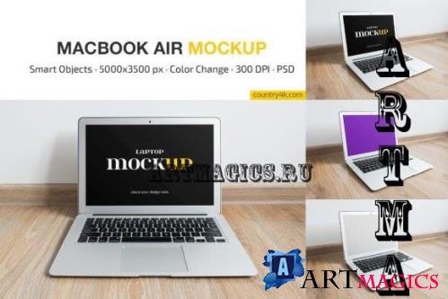 MacBook Air Silver Mockup Set - 12165733