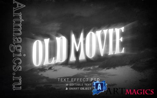 Text effect end old movie psd design