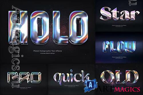 Metallic holographic psd text effects