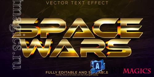 Vector war text effect editable metallic and shiny text style