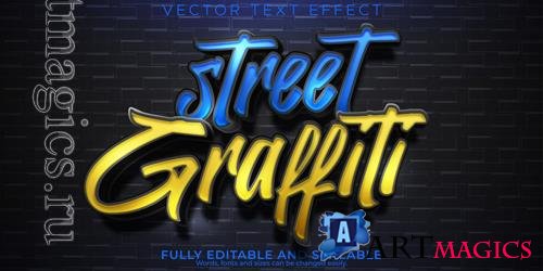 Vector graffiti text effect editable spray and paint text style
