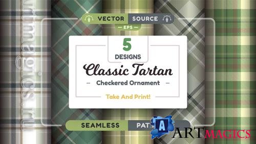 Vector military tartan seamless patterns texture checkered scottish fabric