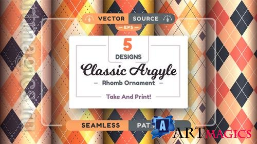 Vector halloween argyle seamless patterns square background textile texture rhomb scottish fabric