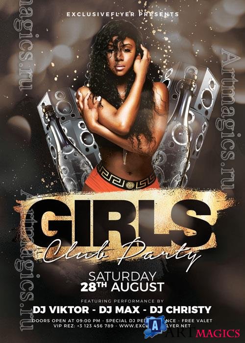 Psd Flyer girls club party design templates