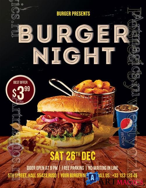Psd Flyer Burger Night design templates
