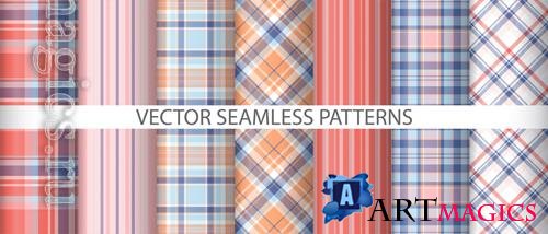 Vector set texture fabric tartan vector textile pattern plaid background seamless check