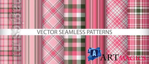 Vector set textile seamless pattern plaid texture tartan vector background check fabric