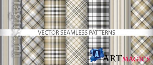Vector set fabric plaid background vector tartan seamless texture pattern textile check