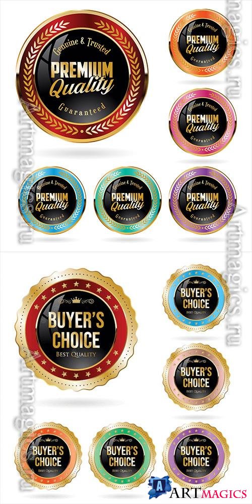 Colorful vector premium quality badges and labels