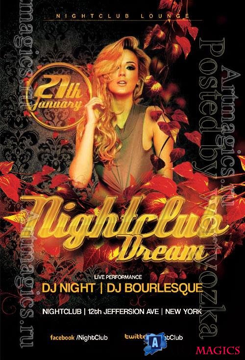 Psd flyer Red Night club Party design templates