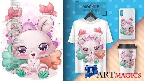 Vector cute mouse poster and merchandising