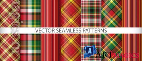 Vector set seamless plaid texture background textile tartan pattern check fabric