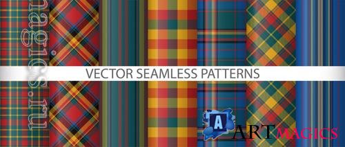Vector set pattern texture background tartan textile vector seamless fabric check plaid