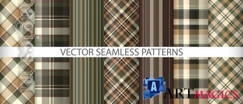 Vector set pattern fabric check tartan plaid background texture vector seamless textile