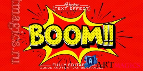 Vector pop art boom vector editable text effect template