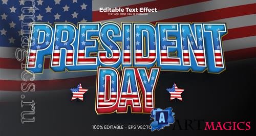 Vector president day editable text effect in modern trend style